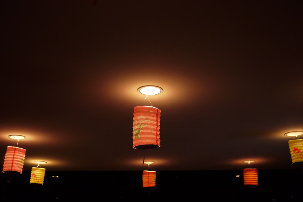 white and red pendant lamp