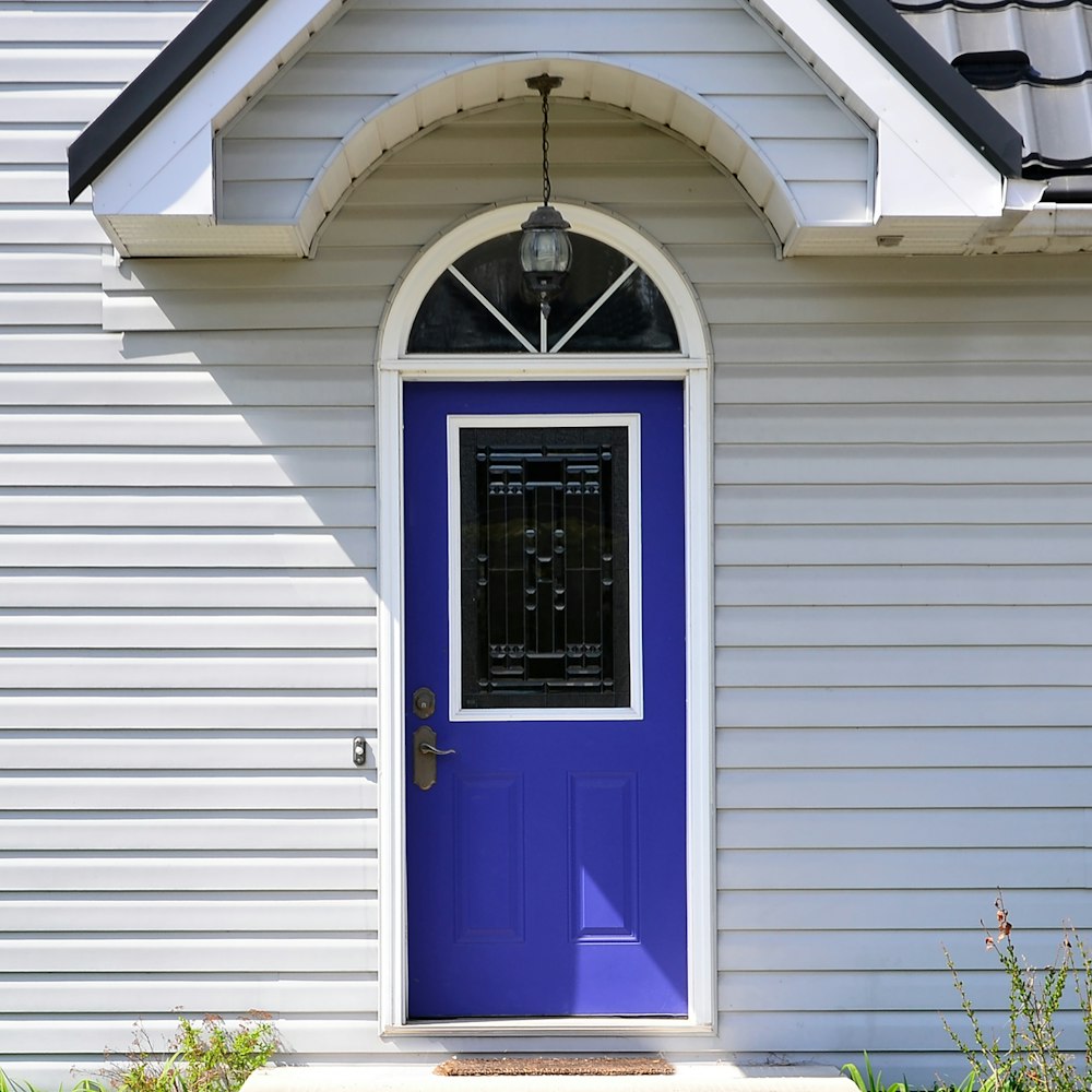 blue wooden window with white window blinds