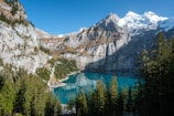 lake surrounded by trees and mountains during daytime