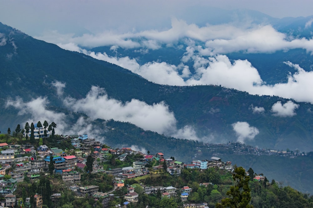 aerial view of city near mountain during daytime