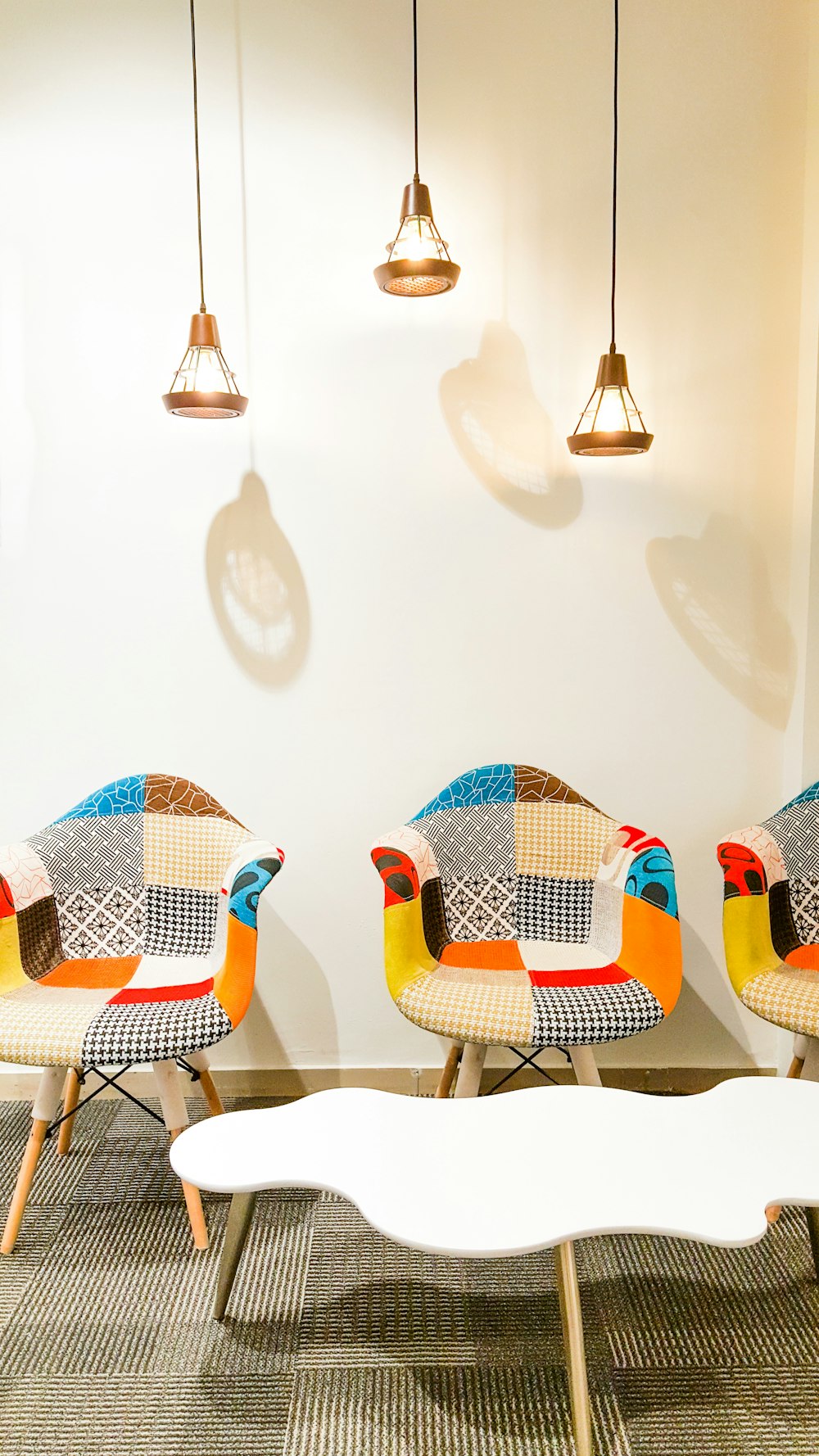 white blue and red striped chair