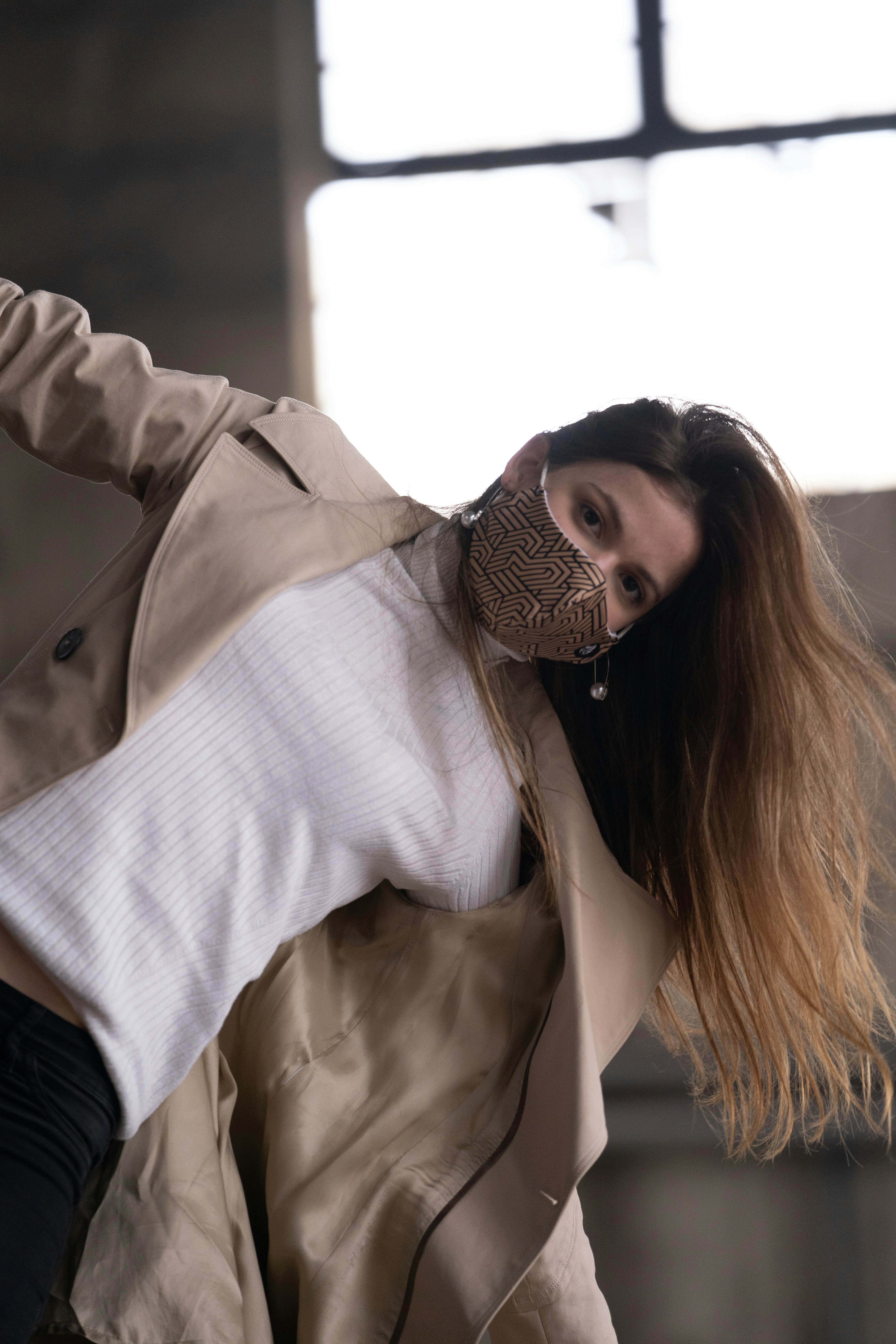 woman in white long sleeve shirt and black skirt