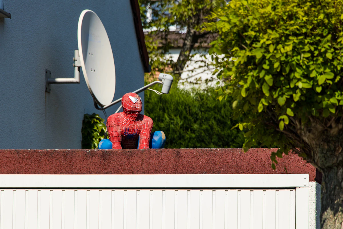 A Starlink-style satellite dish on a rooftop