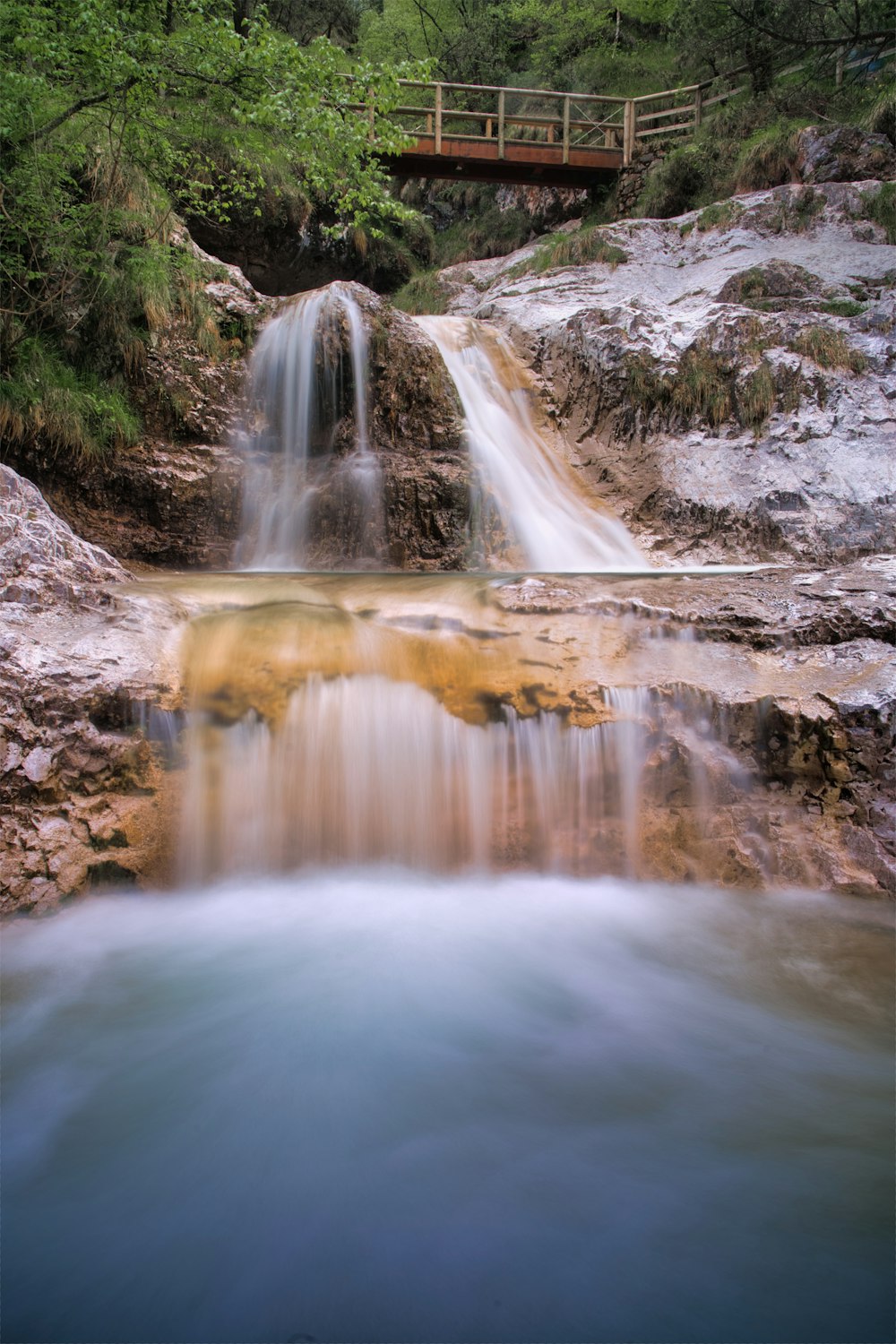 water falls on rocky ground