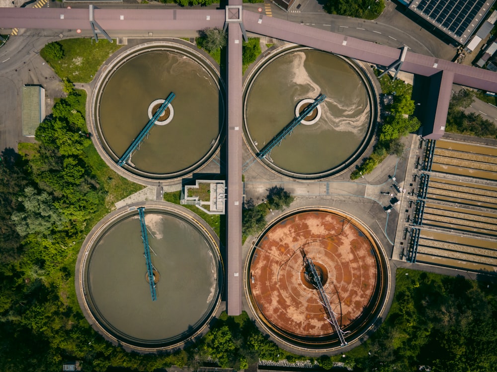 aerial view of green and brown basketball court