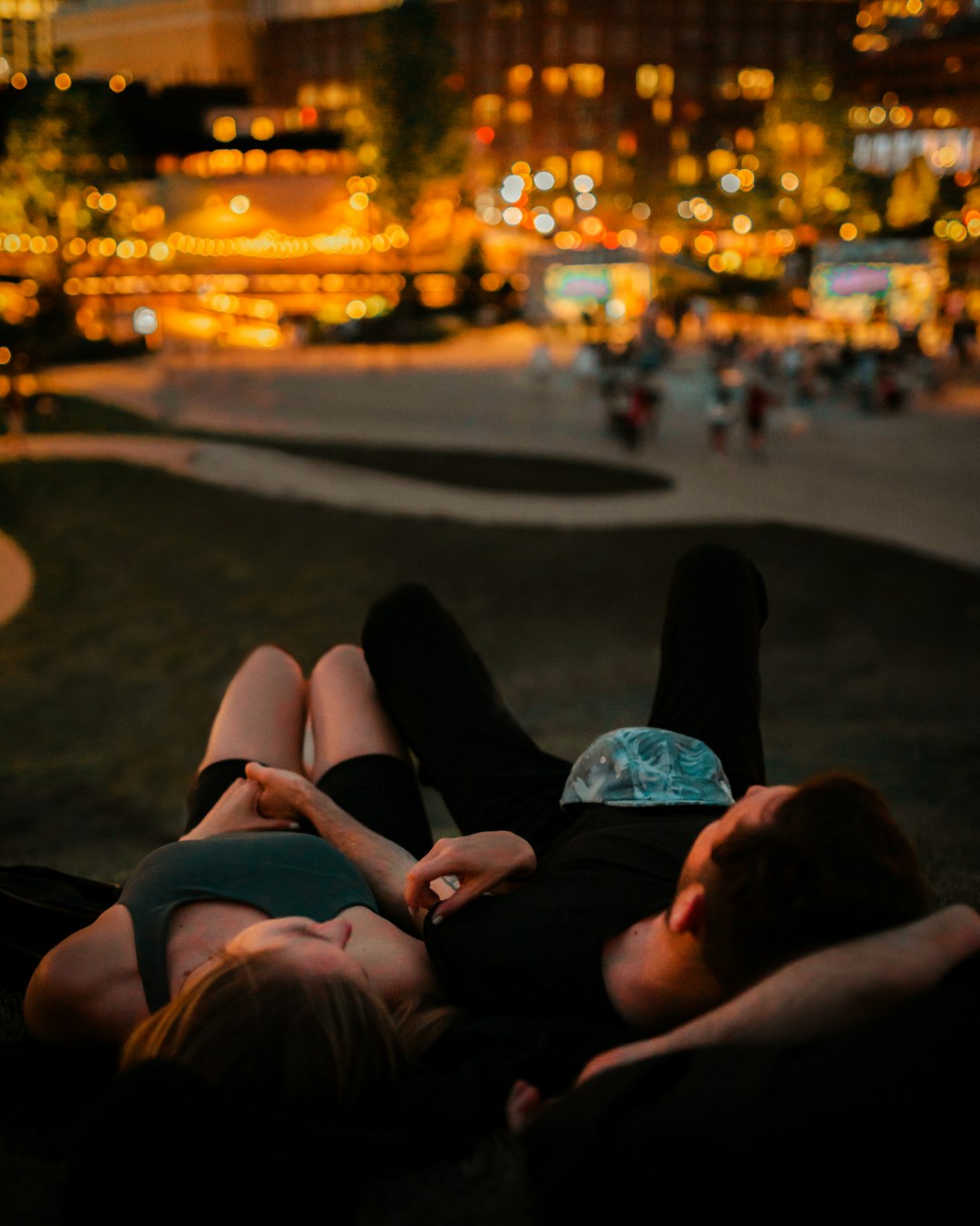 person lying on the ground during night time