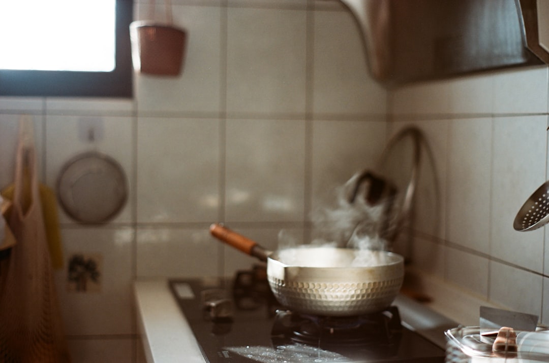 stainless steel cooking pot on stove