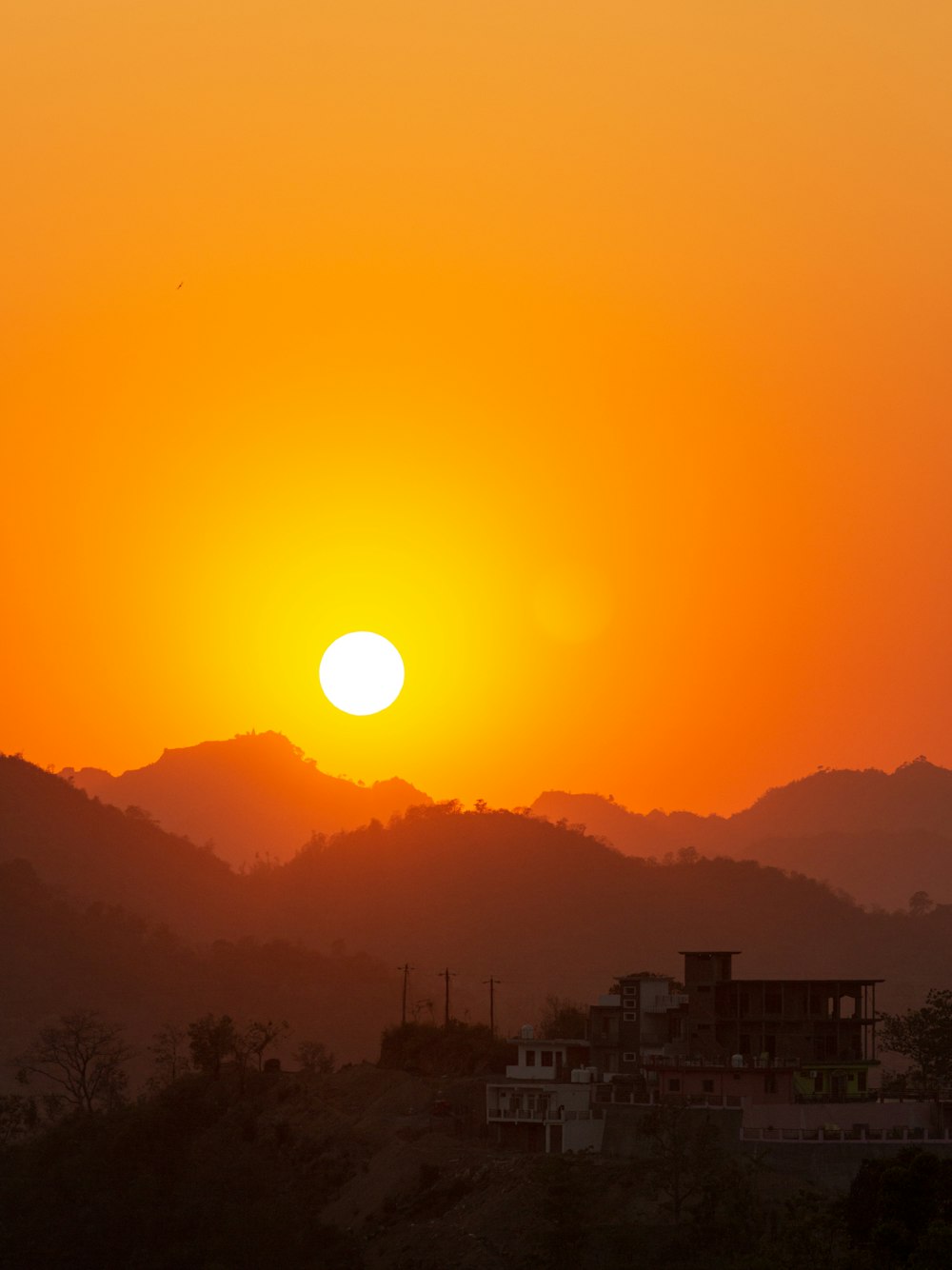 city skyline during orange sunset