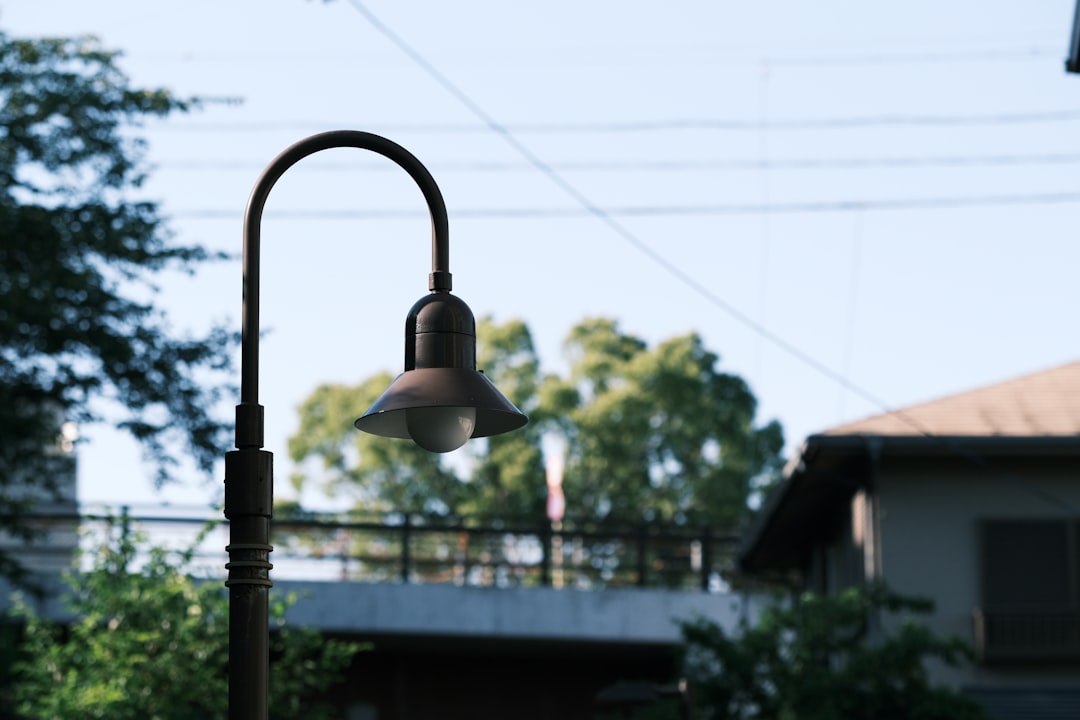 black and silver outdoor lamp