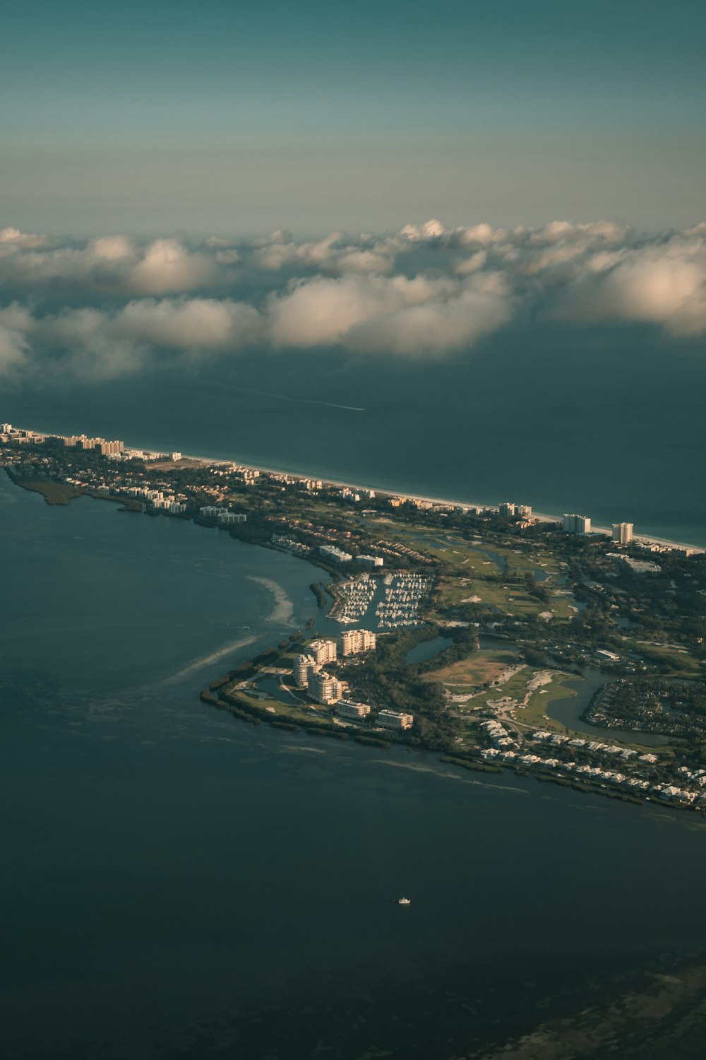 aerial view of city during night time