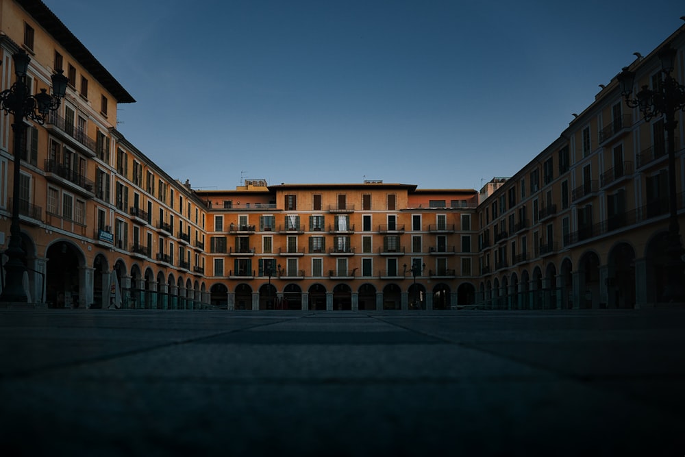 brown concrete building during night time