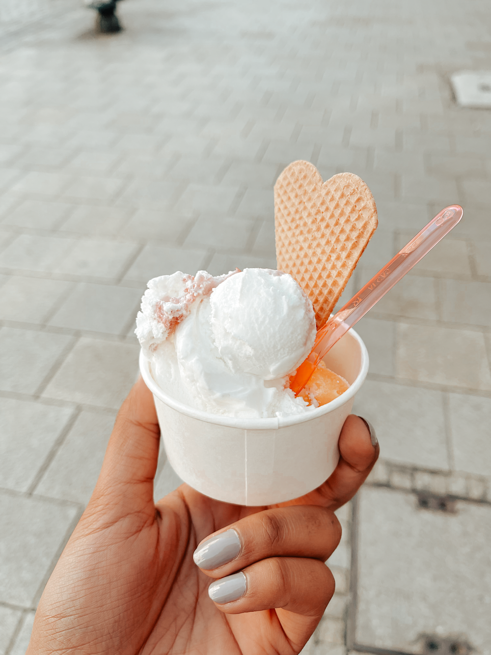 ice cream in white cup