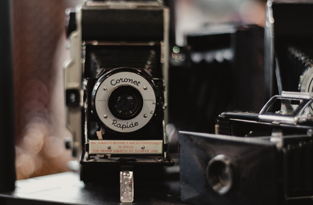 black and brown vintage camera