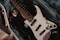 black and white stratocaster electric guitar