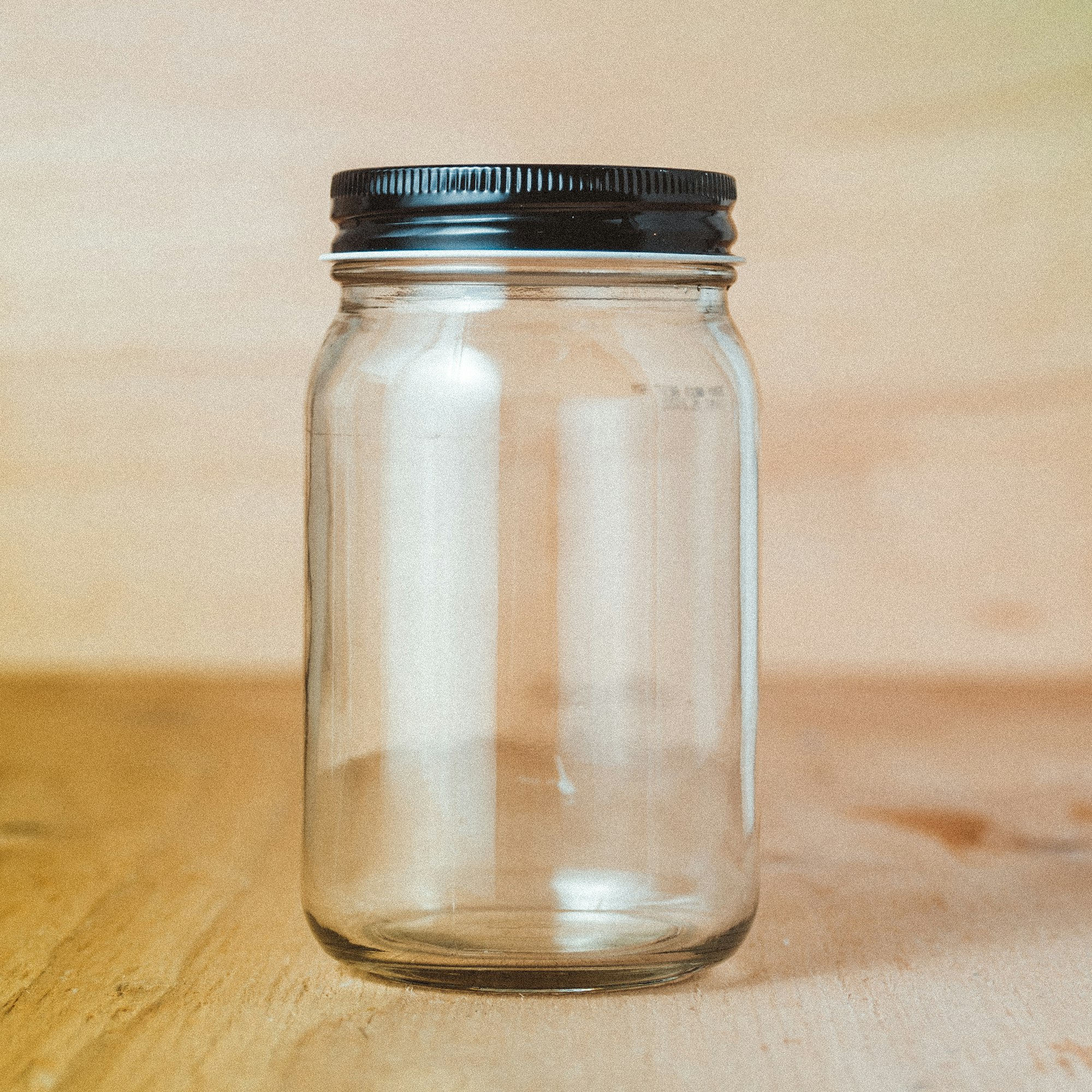 Transparent jar with lid.