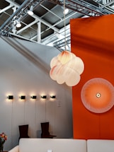 white and orange paper lantern
