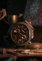 black and silver chronograph watch
