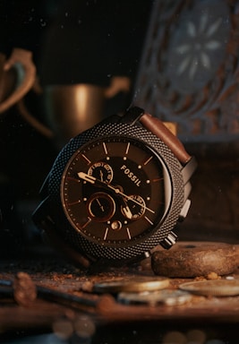 black and silver chronograph watch