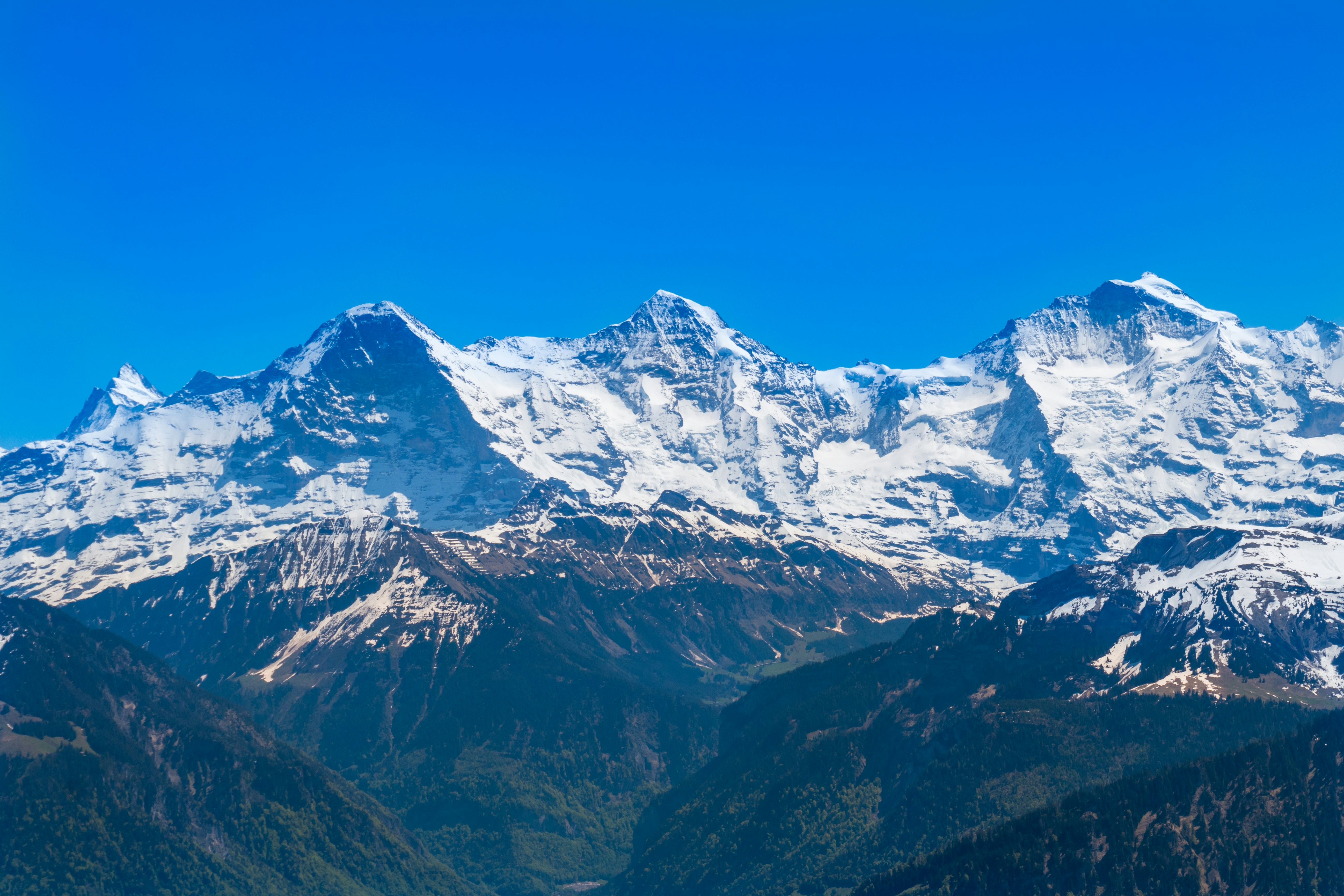 snow covered mountain under blue sky during daytime, 