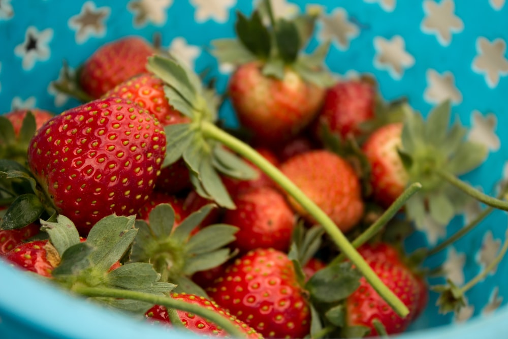 red strawberries on white plate