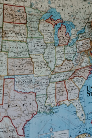 blue white and brown map