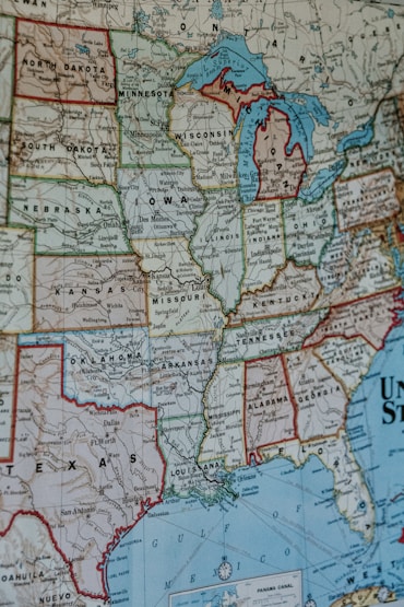 blue white and brown map