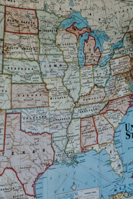 blue white and brown map