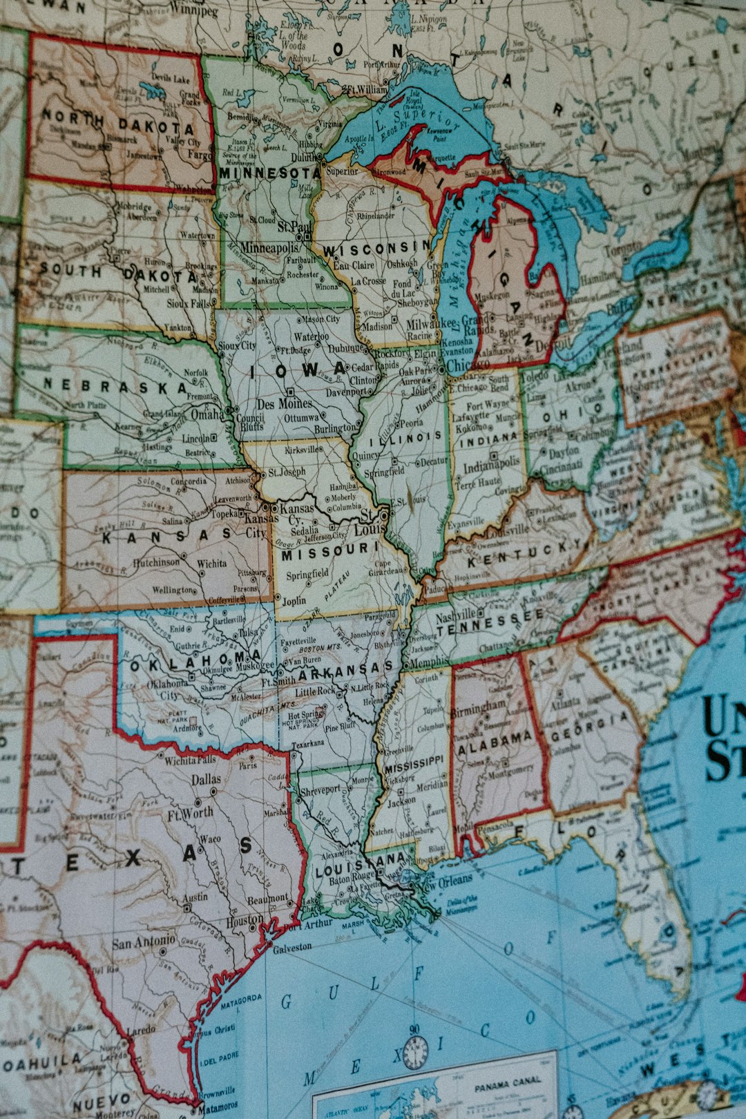 Map of Central US.