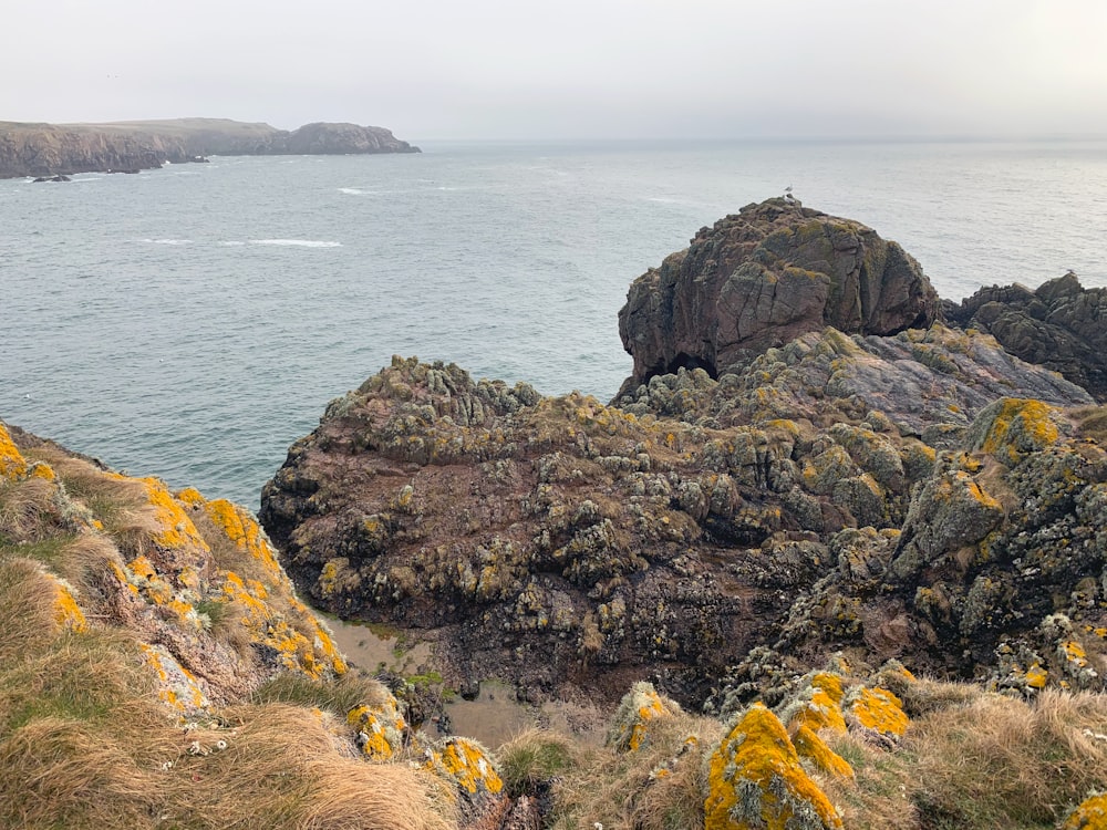 brown rock formation near body of water during daytime