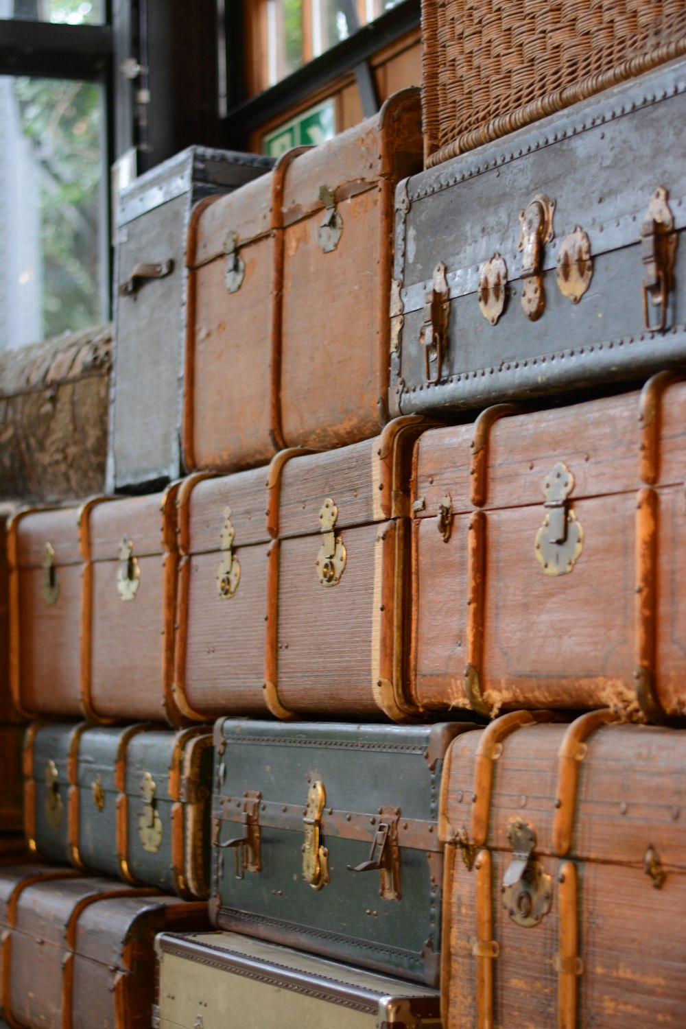 brown wooden chest box with padlock