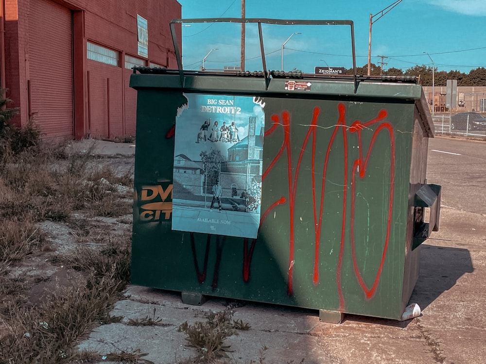 red and black trash bin