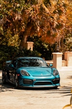 A gleaming car parked in a sunlit driveway, showcasing its polished exterior.