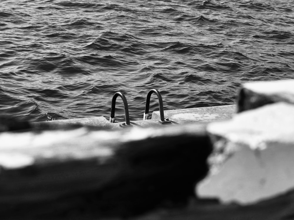 grayscale photo of body of water