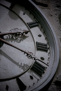 black and white analog clock