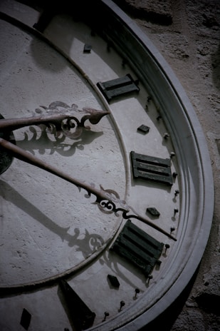 black and white analog clock
