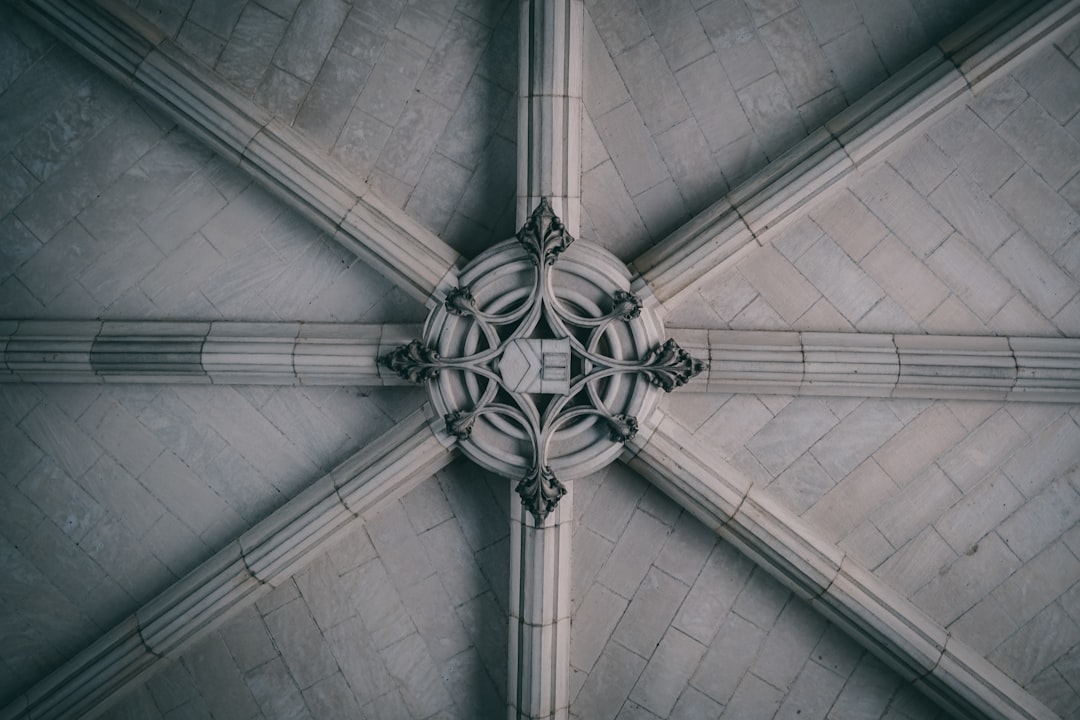 white and gray floral ceiling