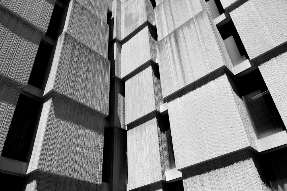 grayscale photo of concrete building