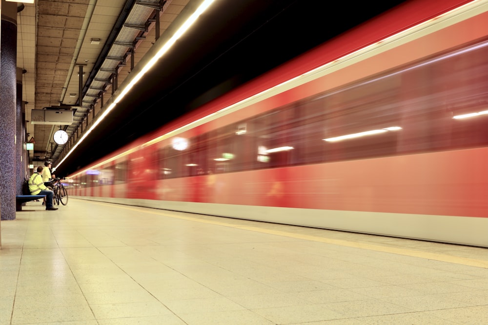 white and red train station