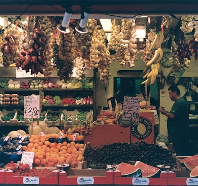 people standing in front of food stall