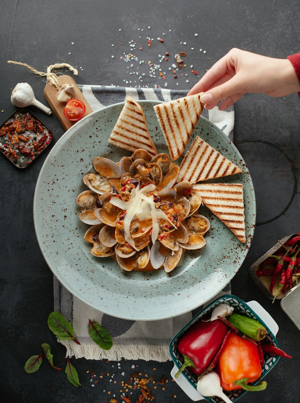 brown and white sliced food on white ceramic plate