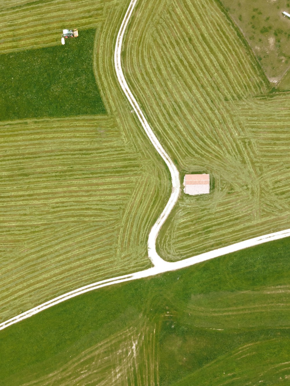 aerial view of green grass field