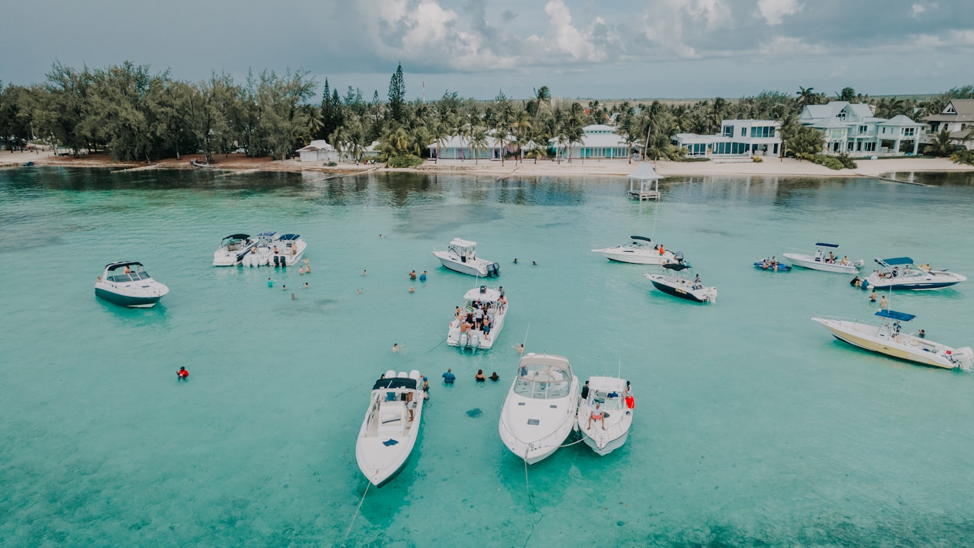 Turquoise waters and white sand beach in the Cayman Islands