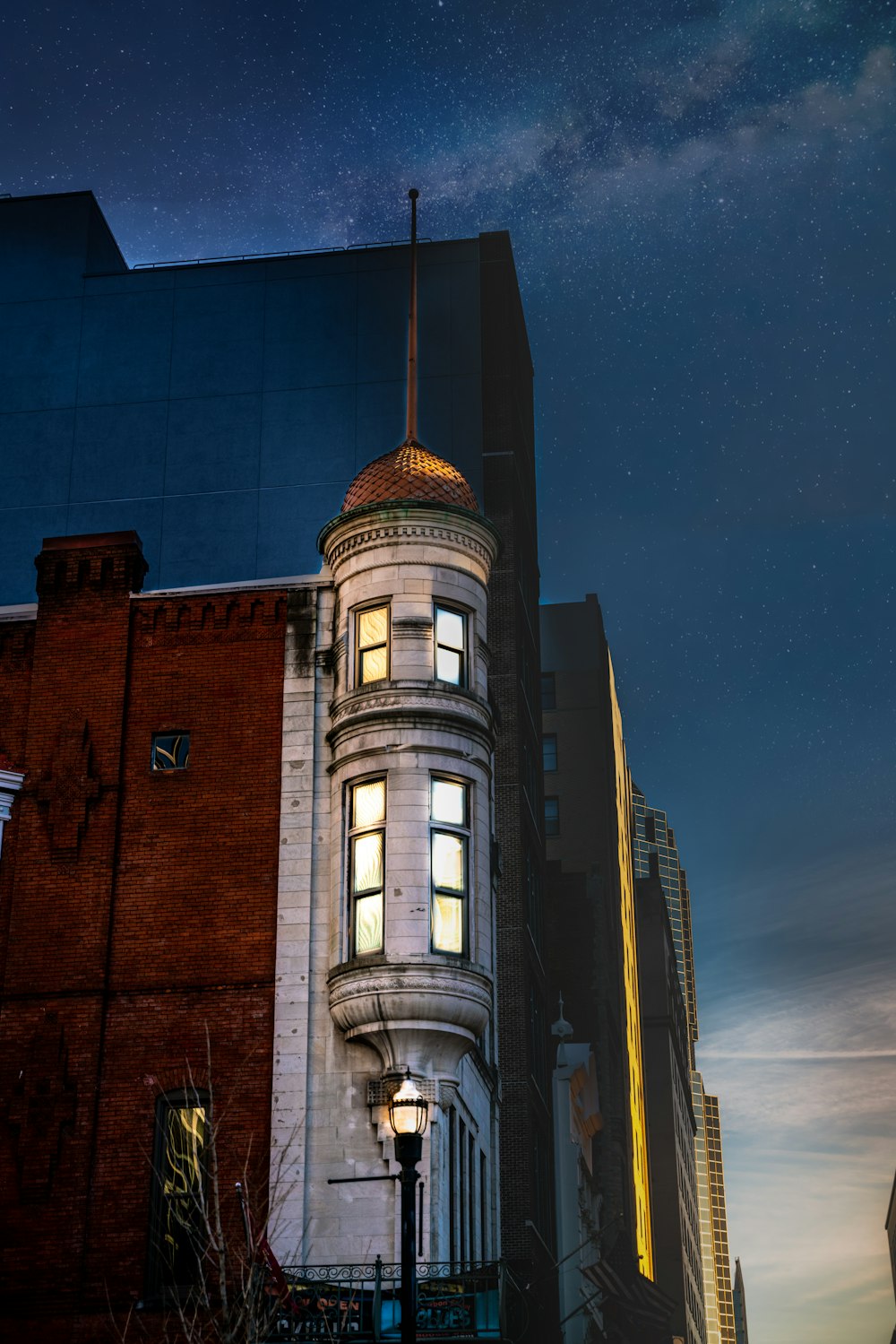 brown and white concrete building during nighttime