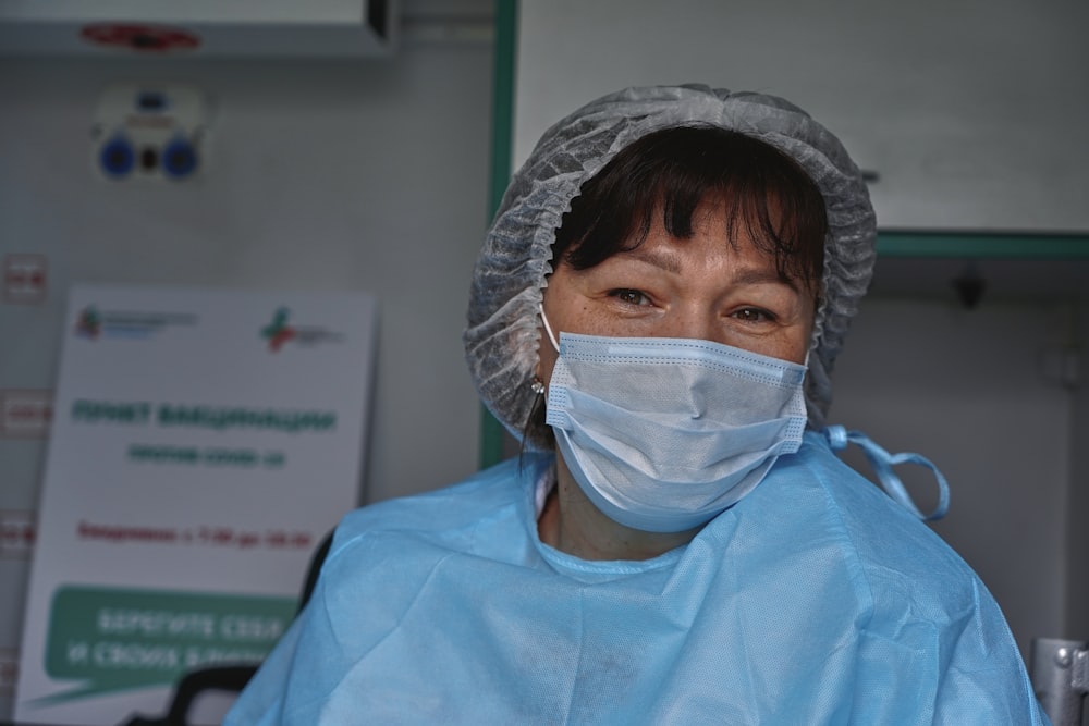 woman in blue scrub suit