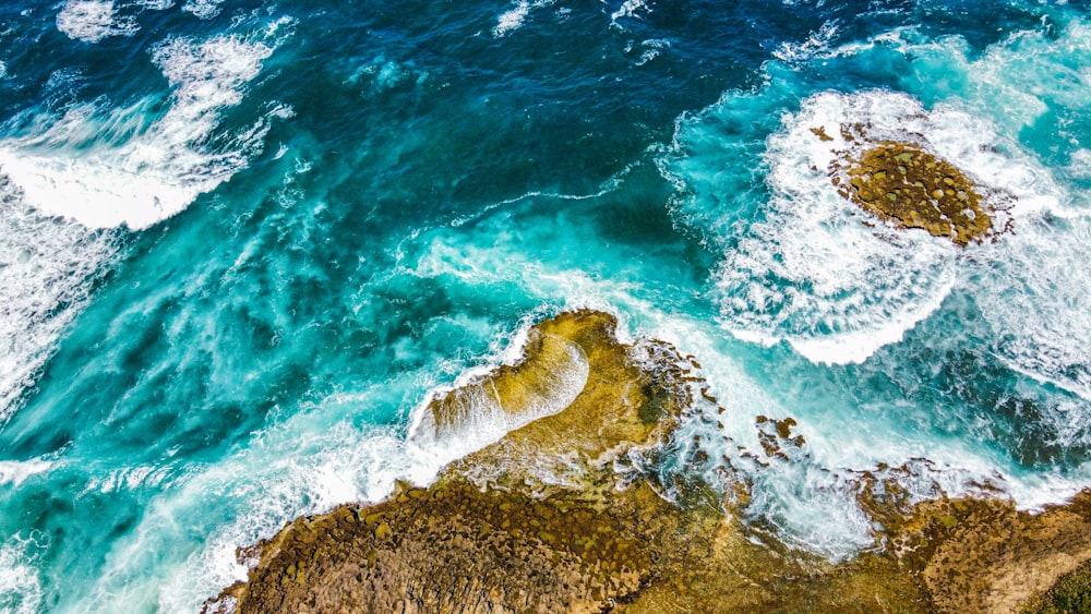 aerial view of ocean waves