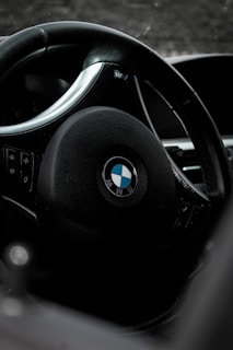black bmw car steering wheel