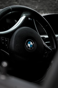 black bmw car steering wheel