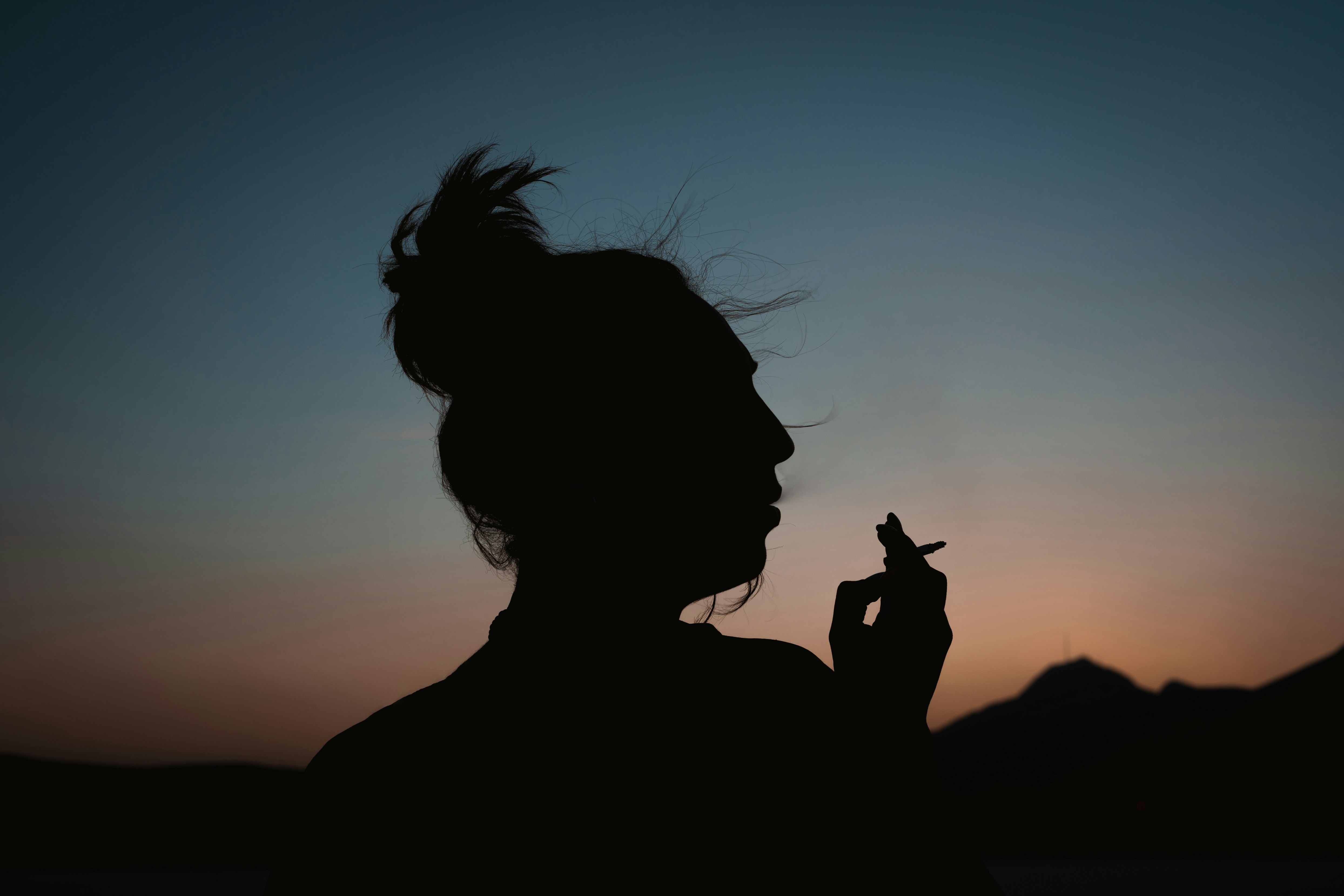 silhouette of woman during sunset