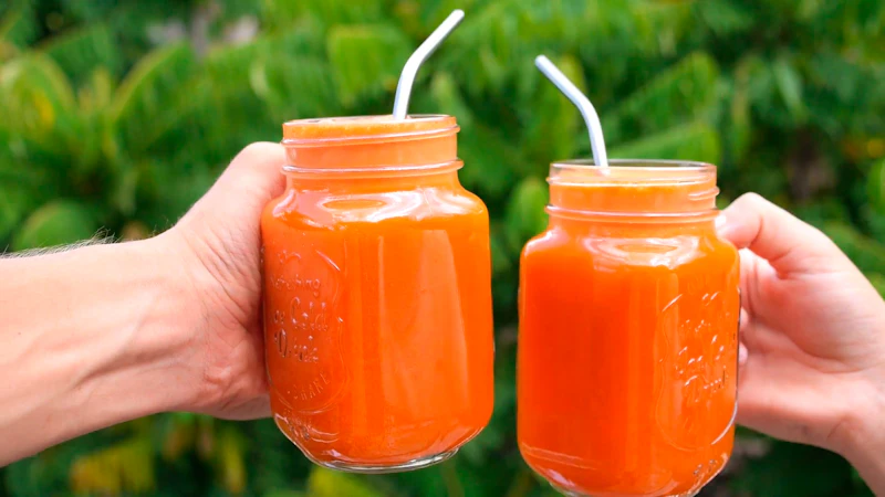 Orange smoothie in a jar