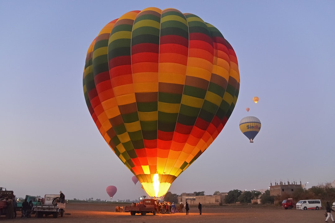 yellow red blue and green hot air balloon